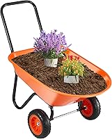 VEVOR 5 Cu Ft Garden Dump Cart Wheelbarrow - 397 lbs Capacity, 2x 10" Wide Track Wheels, Heavy-Duty Utility Wagon for Yard Lawn Farm