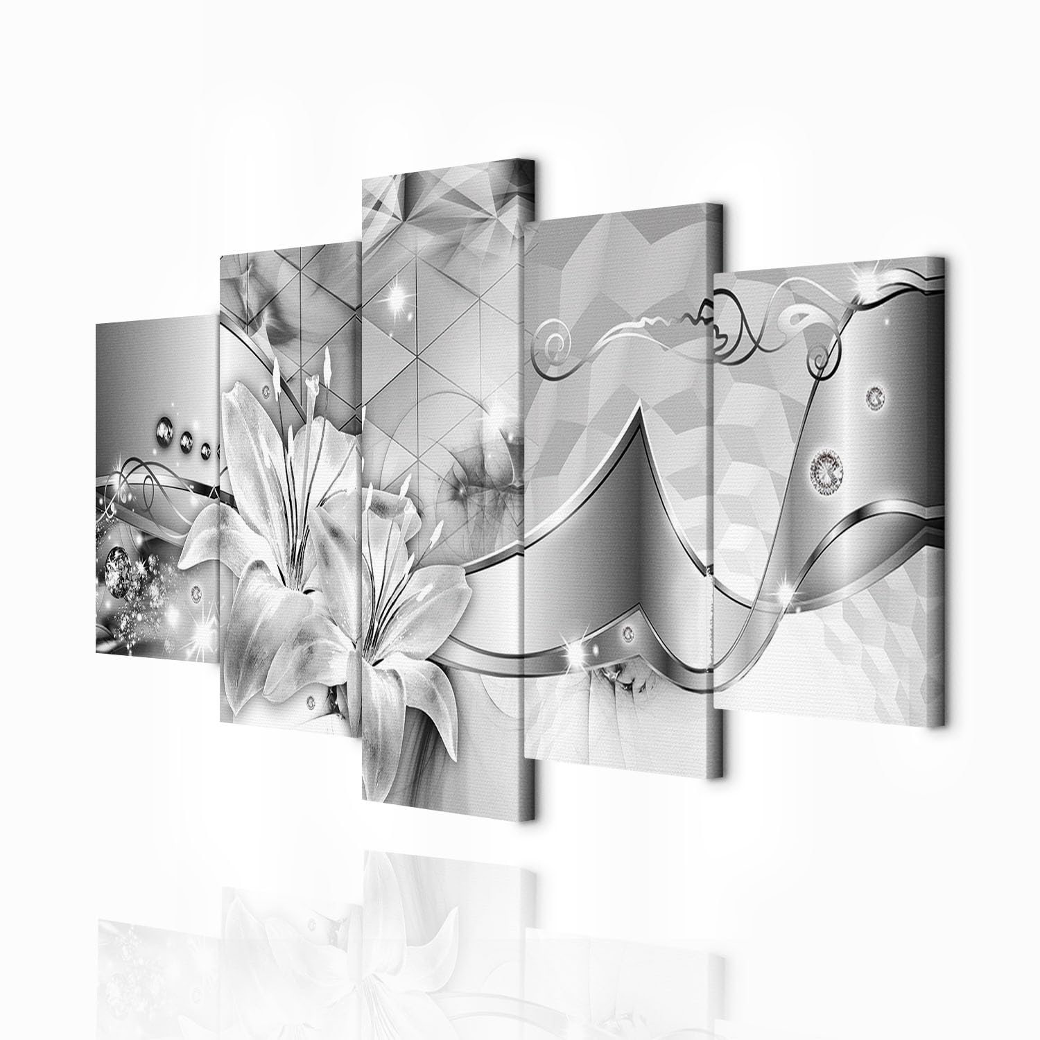 decomonkey Wandbilder Blumen 225x112.5 cm 5 Teilig Leinwandbilder Wanddeko