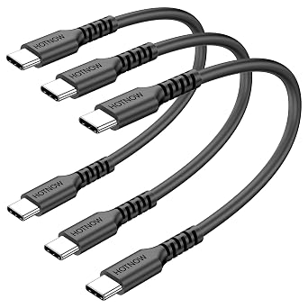 Short USB C to C Cable 0.5FT 3Pack, 6inch USB-C 60W Fast Charging Cords for iPhone 15 16, for Samsung Galaxy S25 S24 S23, Air 2020, iPad Pro, Power Bank and Other Type c Devices