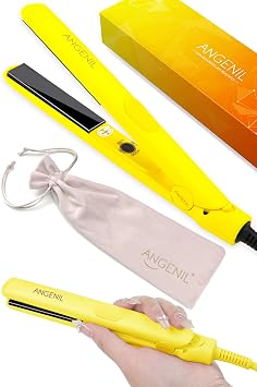 ANGENIL Mini Flat Iron for Short Hair, 0.7 inch Travel Size Small Flat Iron | Ultra Mini Flat Iron for Bangs Fine Thin Hair, Dual Voltage Mini Straightener 20S Fast Heating 3 Temp