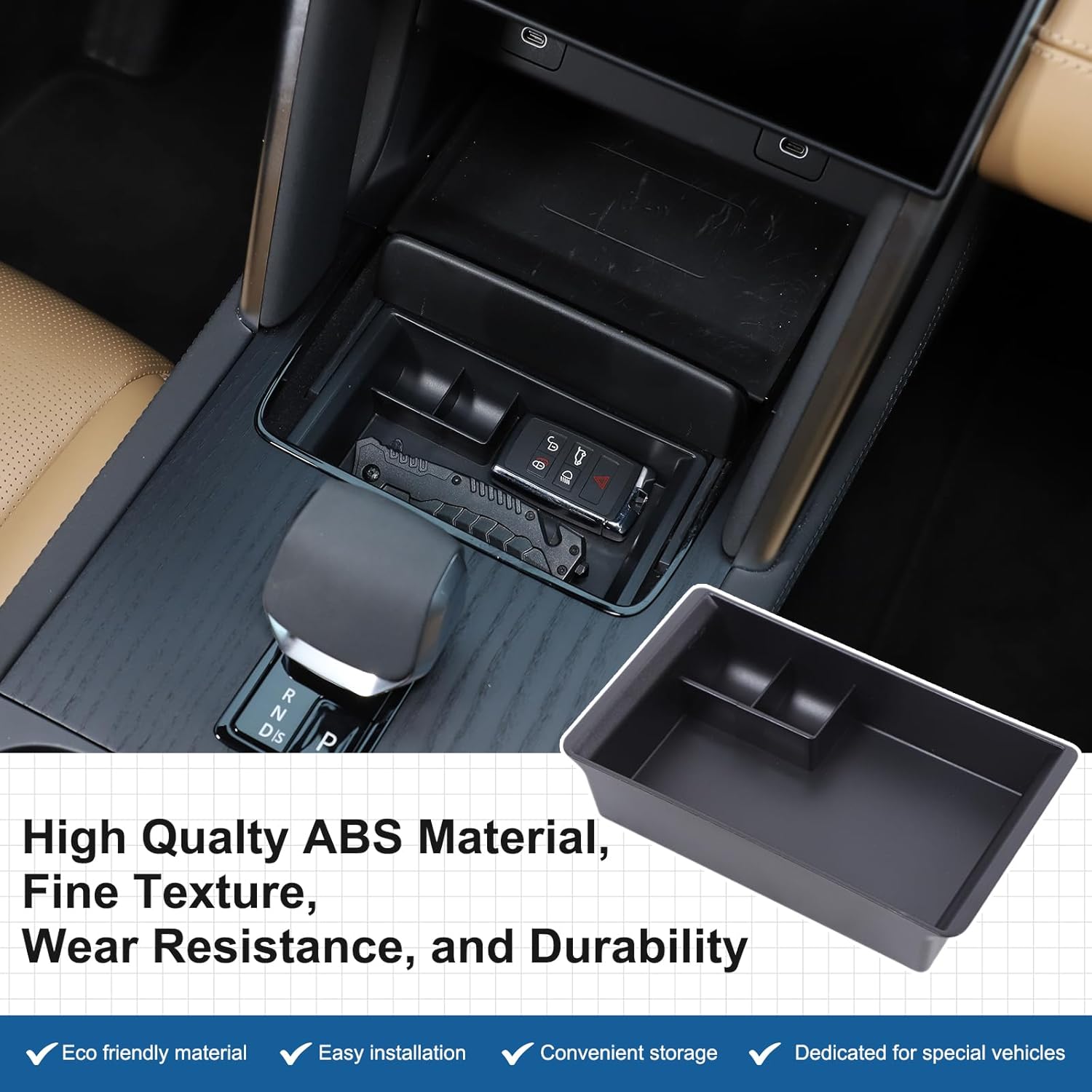 Center Console Storage Box Compatible with Land Rover Discovery Sport 2024,ABS Center Console Gear Shift Tray Organizer Interior Storage Accessories