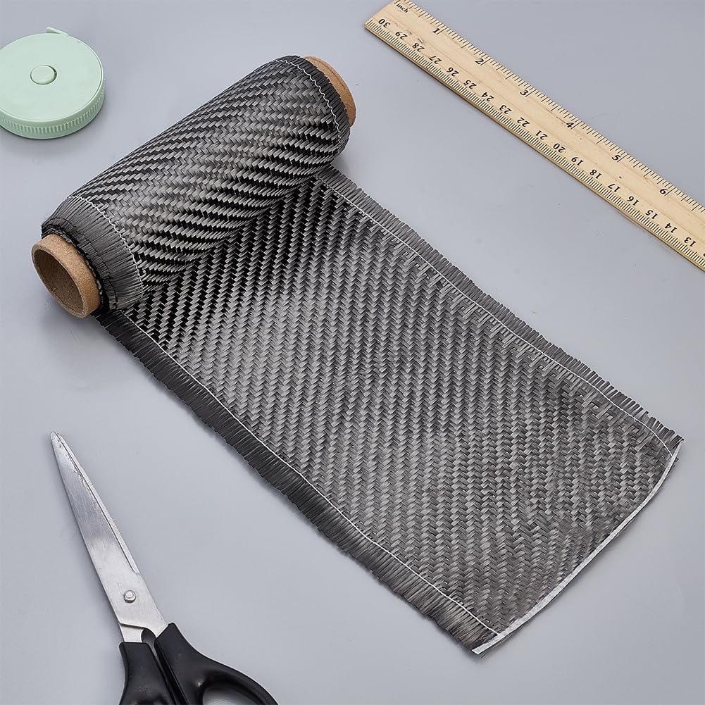 PH PandaHall 3M Black Carbon Fibre Fabric 12.2 cm Wide Roll of Carbon Fiber Material for DIY Projects, Car and Boat Repair, Thickness 0.2 mm