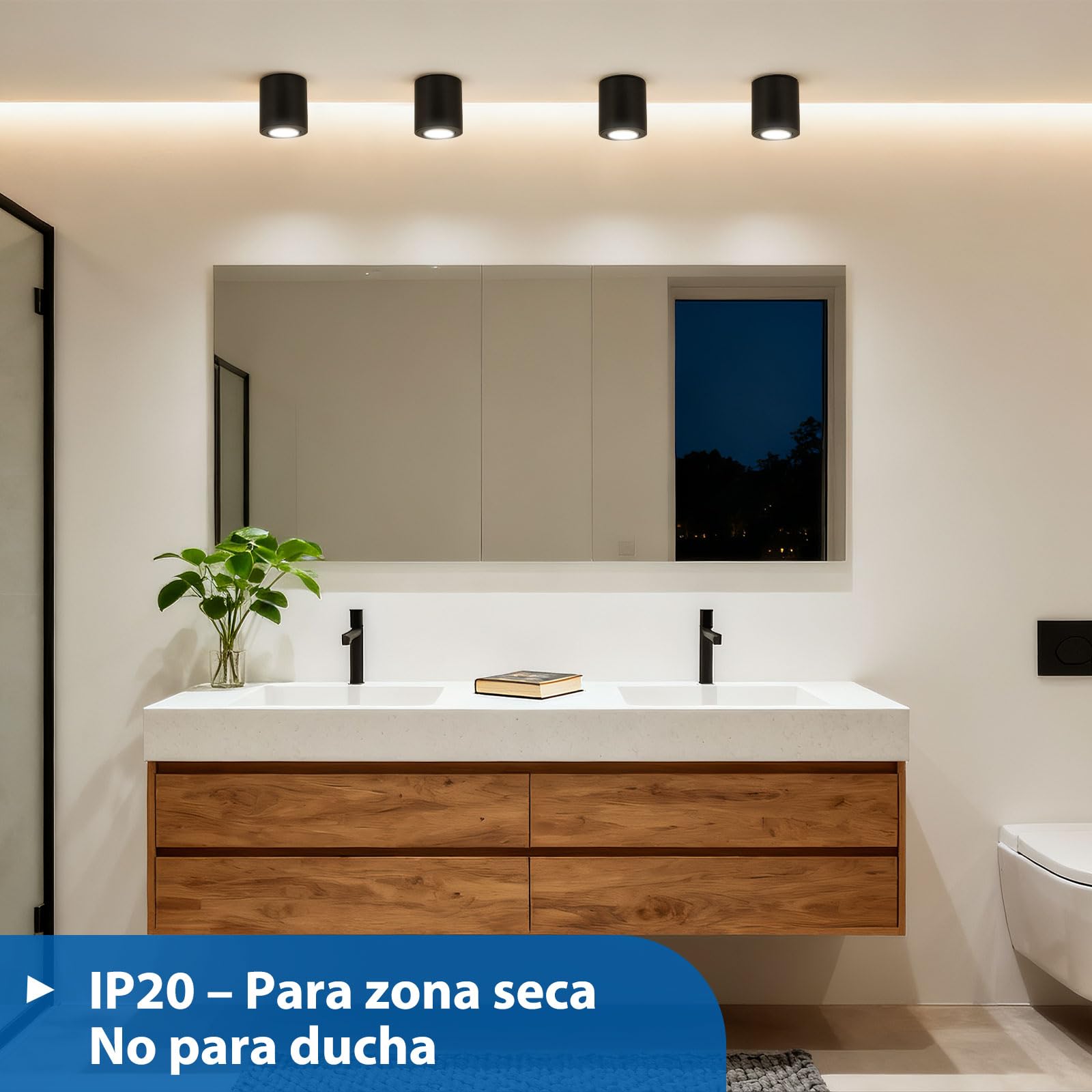 6 LED Foco de Techo Interior Recibidor Negro Orientable 3000K / 4000K / 6000K, 6.5W Focos Superficie Gu10 Regulable Cilindro Aluminio, Aplique Techo Ceiling Pasillo Hallway 230V 550LM, Cilindrico