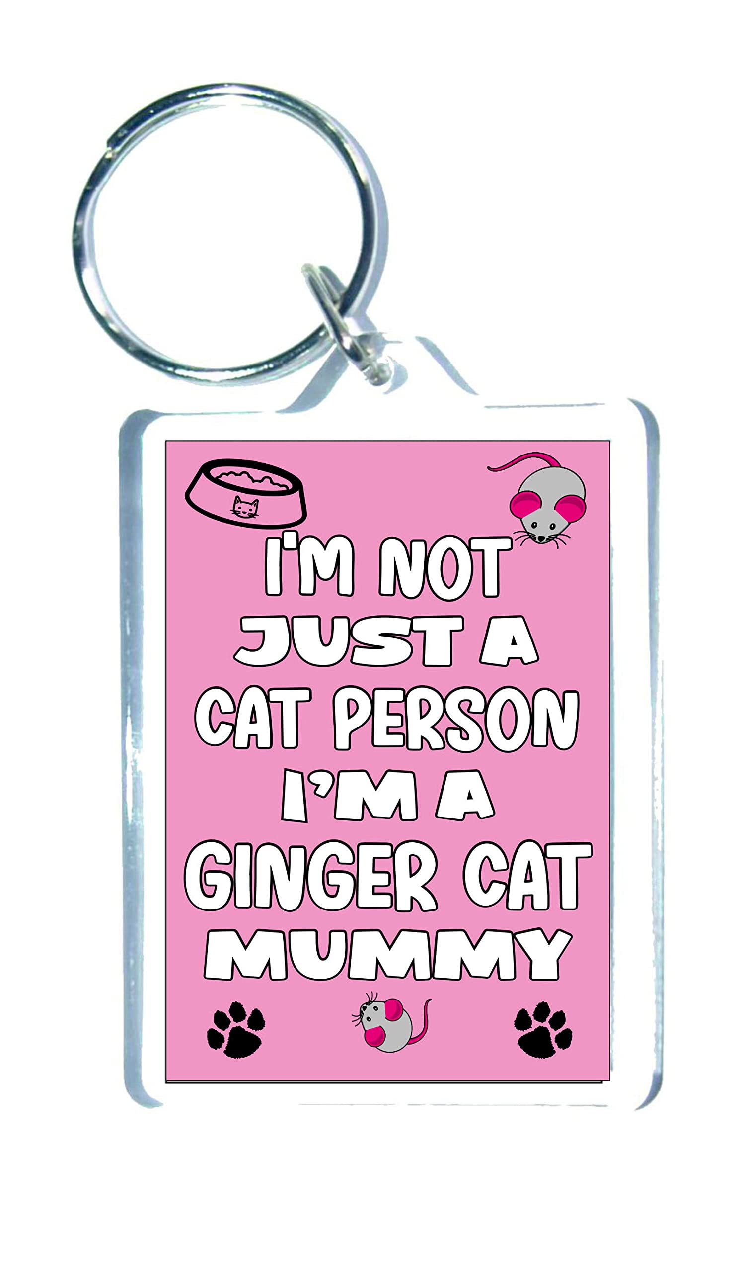 Decalarama Clear Ginger Cat Keyring – I'm Not Just A Cat Person I'm A Ginger Cat Mummy – Cute Fun Family Novelty Birthday Gift