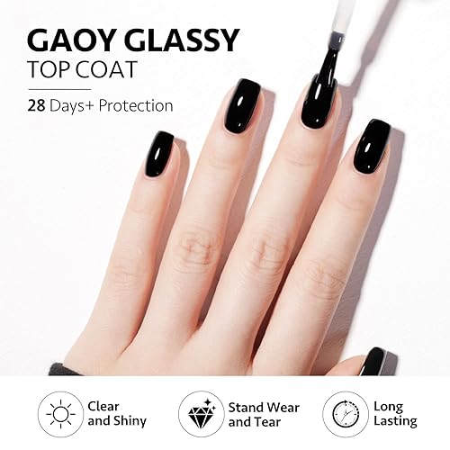 Miniatura 4 de GAOY 2 unidades de 0.5 fl oz de capa superior de gel que no se limpia, capa superior de gel transparente vidriosa, acabado de alto brillo para