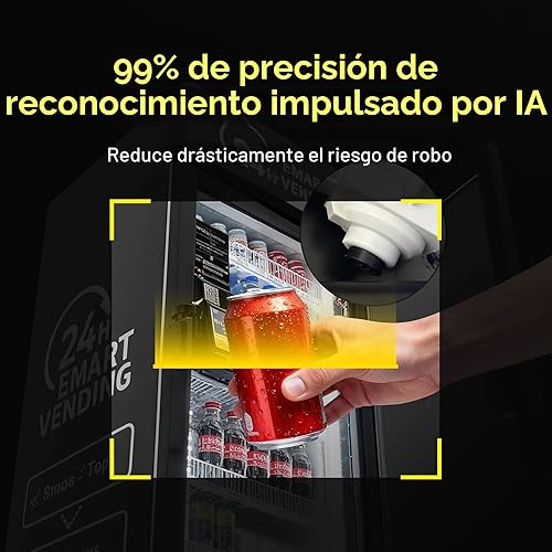Miniatura 6 de Máquina expendedora, máquina expendedora refrigerada inteligente con lector de tarjeta táctil US360 (Negro, Mini)