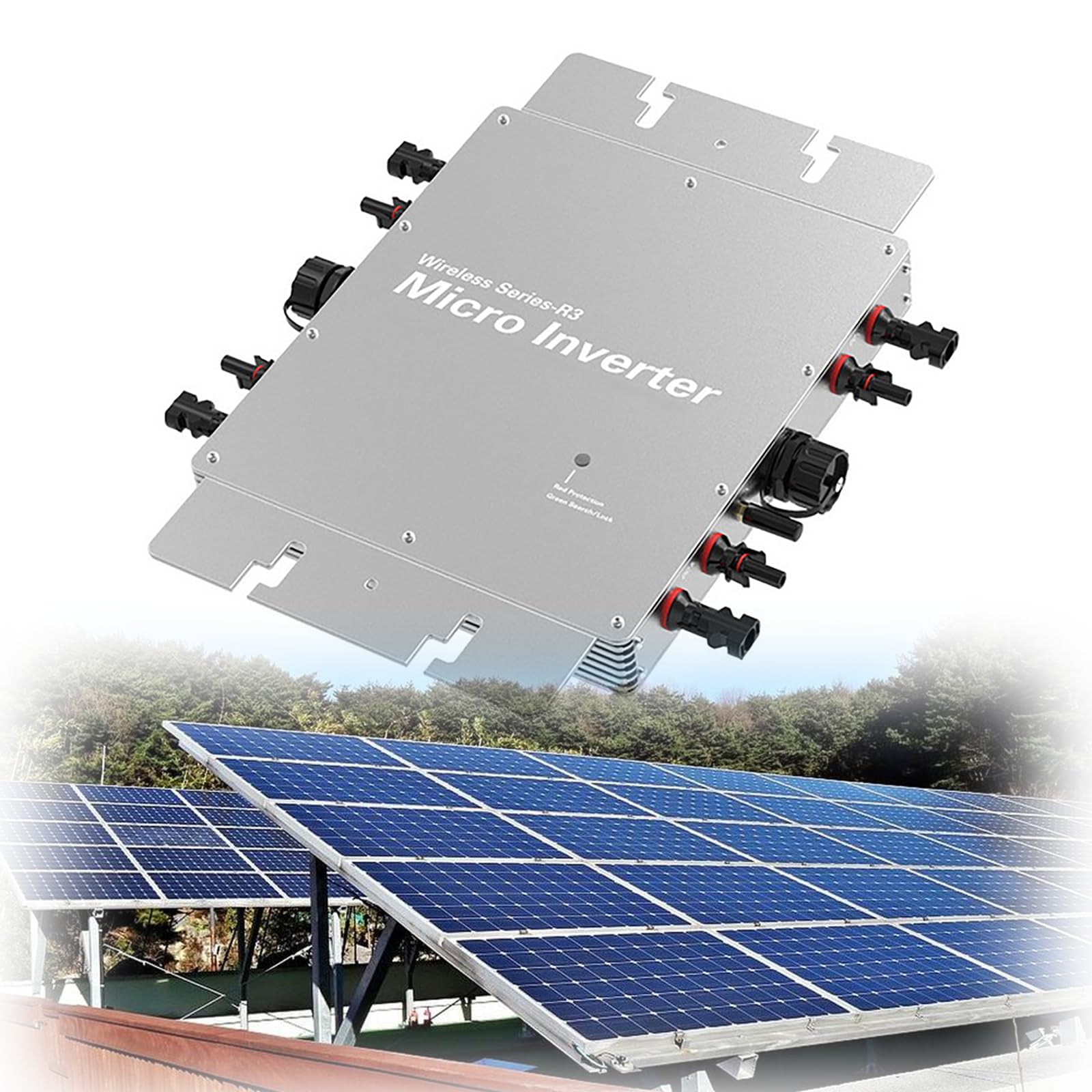 Wodoodporny mikroinwerter sieciowy IP65,samoczynnie chłodzący mikroinwerter solarny,inwerter solarny MPPT z systemem monitorowania Wi-Fi, odpowiedni do 4 paneli słonecznych o mocy 500 W