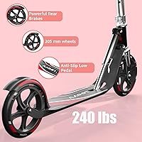 Vista 6 de Adult Scooter with Big Wheels Adjustable Height, Foldable Aluminum Frame Smooth Ride for Urban Commuting and Outdoor Fun Suitable for Teens
