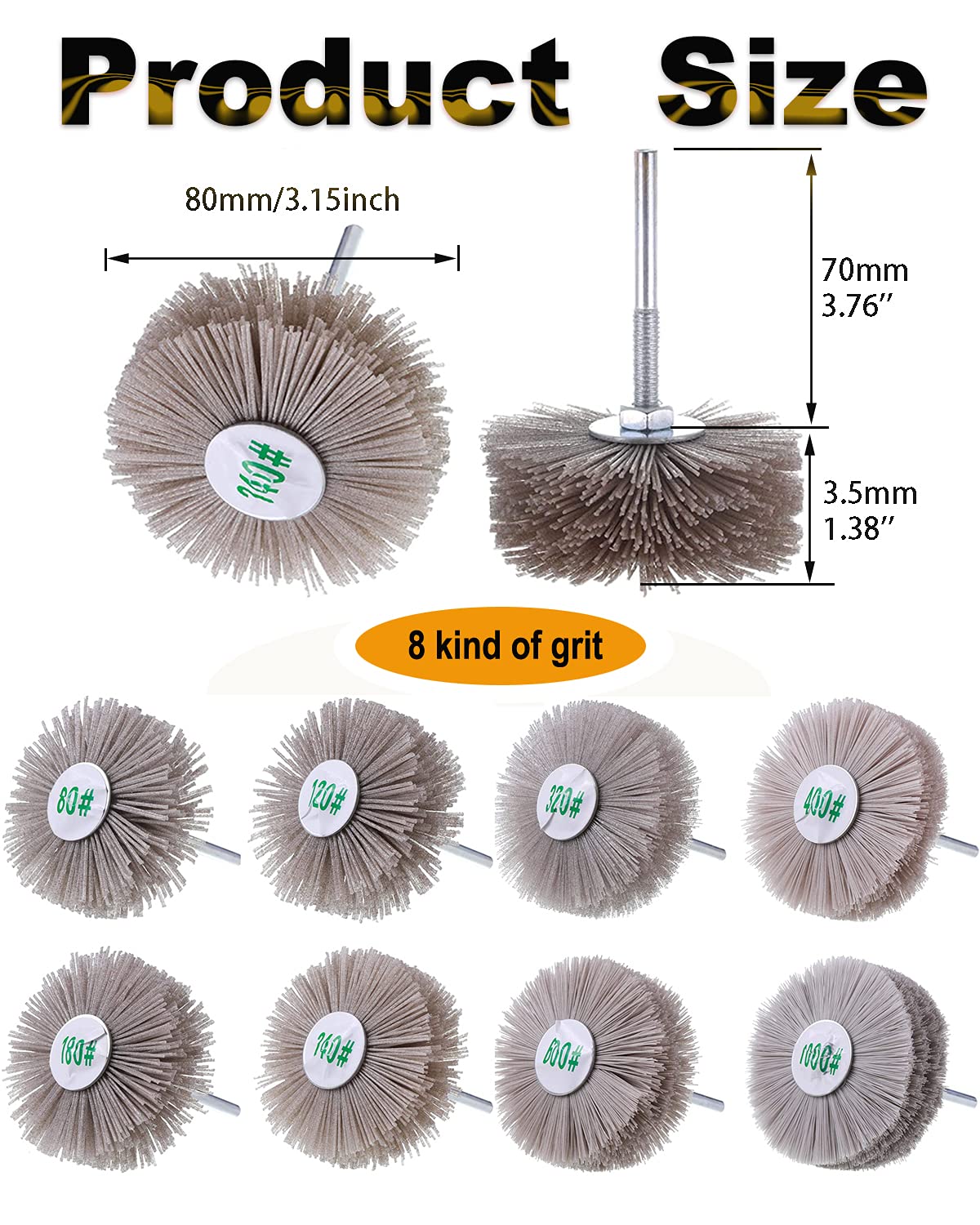 Rocaris 8-Pack Nylon Wheel Brush - Grinding & Sanding -2 Rocaris 8-Pack Nylon Wheel Brush - Grinding & Sanding -2