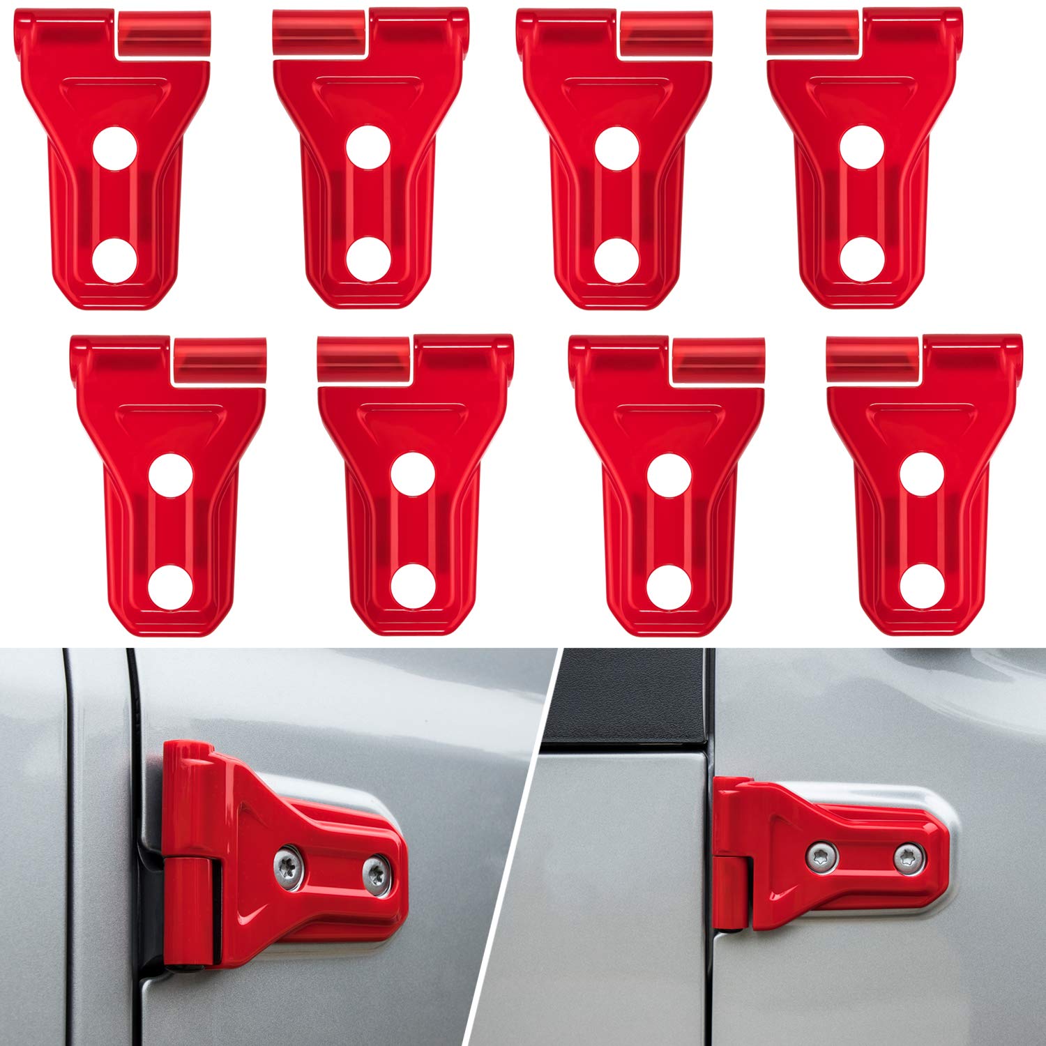 Red Door Hinge Cover Trim Exterior Accessories 8PCS For Jeep Wrangler JL JLU Sports Sahara Freedom Rubicon Unlimited Gladiator JT 2/4-Door 2018-2021 2022