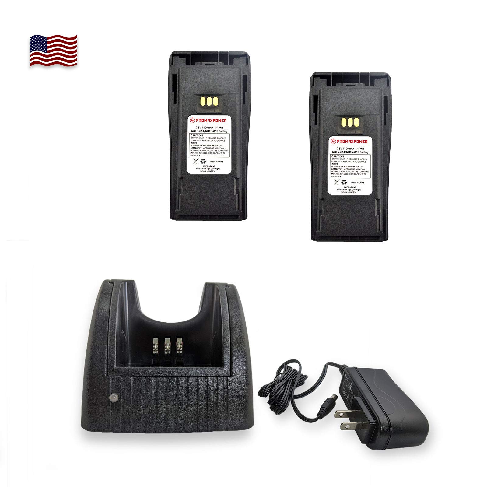 2X Battery & Rapid Universal Charger Kit for Motorola NNTN4851 4496, CP200 CP180