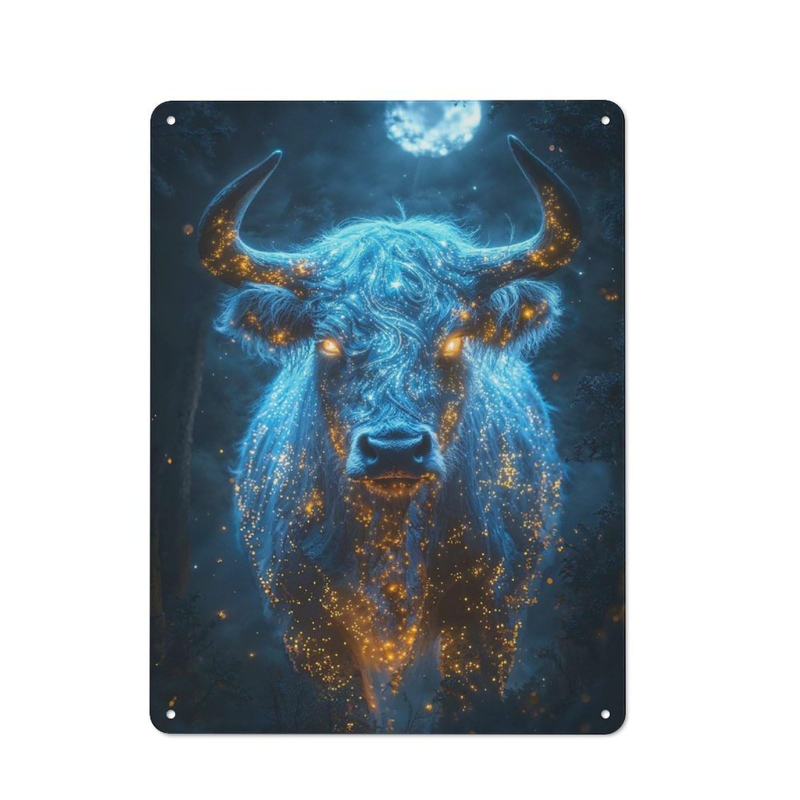 Classic Mystical Bull Tin Sign 40x30cm, Classic Pub Decor for Cafe, Pub, Workshop Or Home Bar, Small Accent for Blank Walls