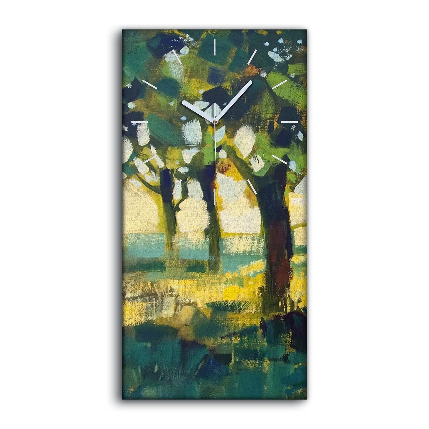 Horloge sur Toile Anti-Stress Silencieuse Motif Feuilles pour Intérieur Apaisant