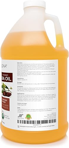 Miniatura 3 de velona Aceite de jojoba certificado orgánico por la USDA, 64 onzas, aceite portador 100% puro y natural, dorado, sin refinar, prensado en frío, sin