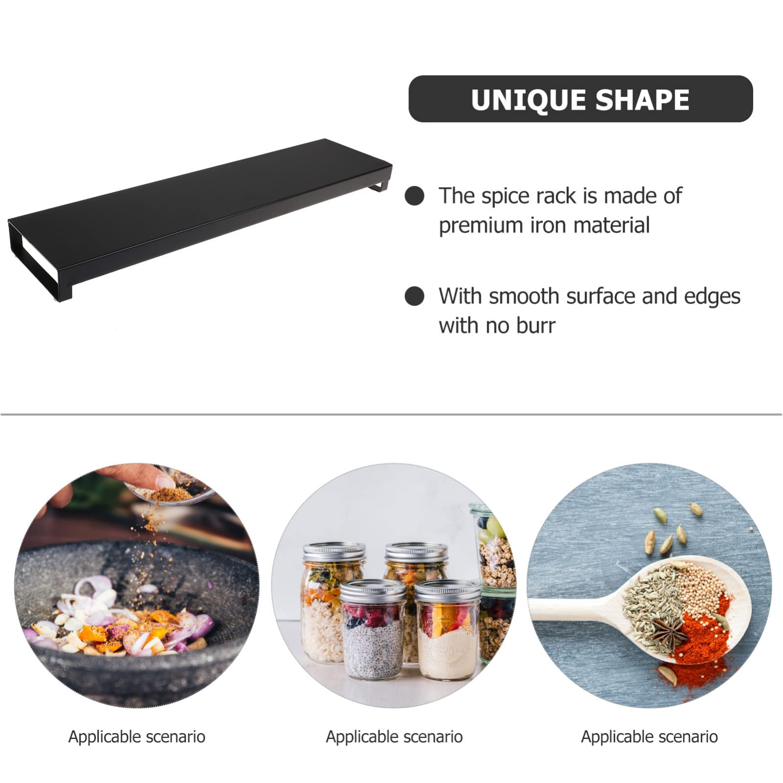 Estante de Especias de Hierro Extensible para Cocina, Negro