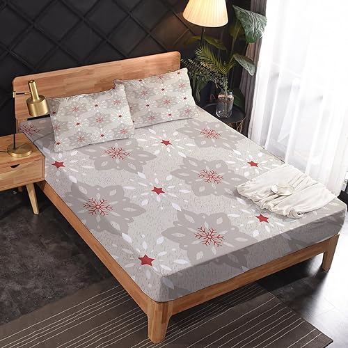 Miniatura 9 de Juego de sábanas de Navidad con diseño de muñeco de nieve de tamaño matrimonial, sábanas de Navidad, microfibra suave, bolsillo profundo, sábanas y