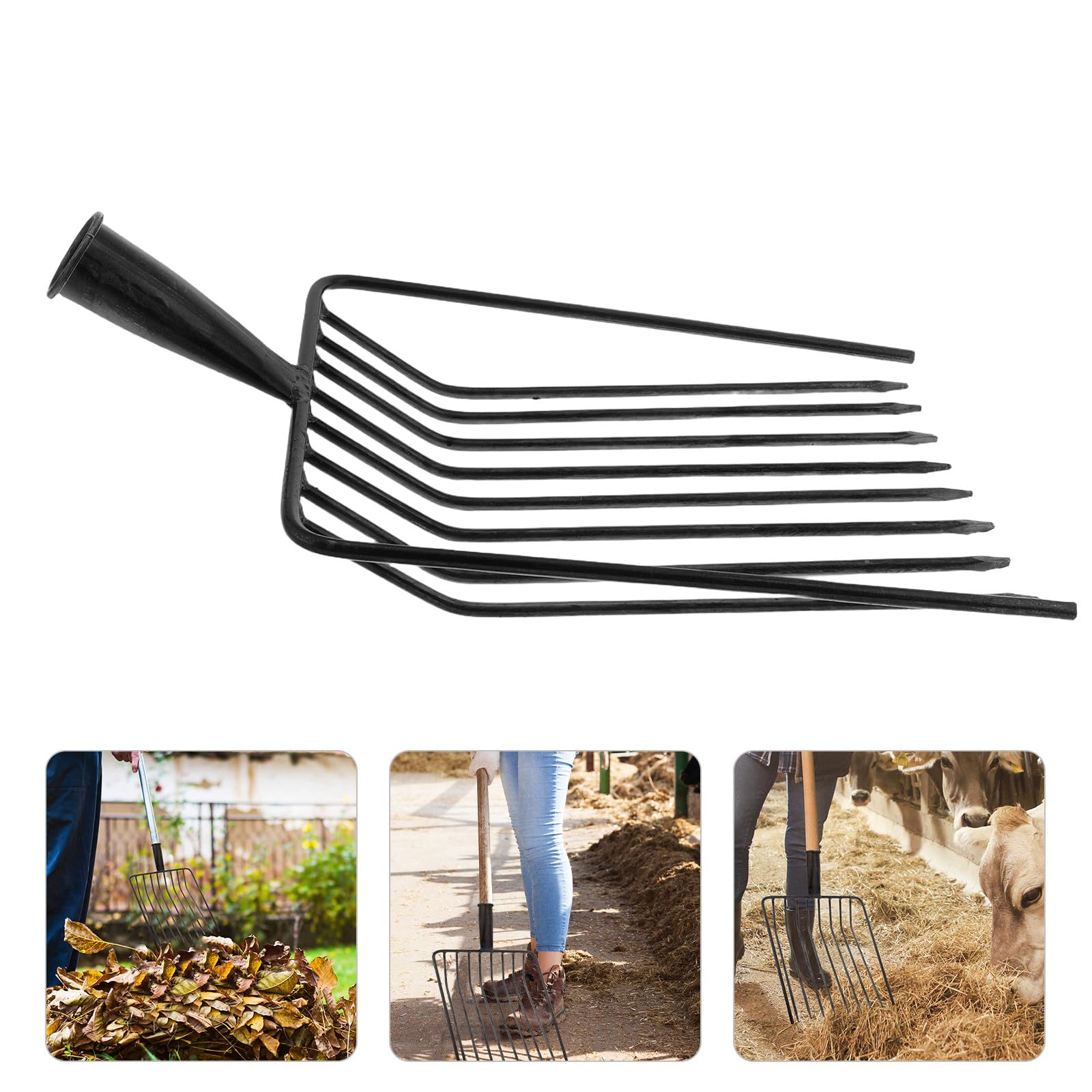 NUOBESTY Cabezal de Horquilla de Acero Reforzado de 10 Dientes Repuesto para Herramientas de Jardinería y Mantenimiento de Césped Resistente Fácil de Limpiar y Transportar Adecuado