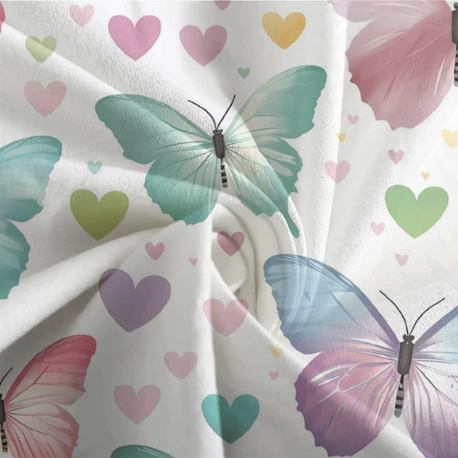 Schmetterling Design 3-teiliges Reines Polyester Pastell bunter Stil Bettbezugset, Versteckter Reißverschluss, Für Kleinkinder, Babysicher & Gifffrei, Pflegeleicht King（220x240cm）