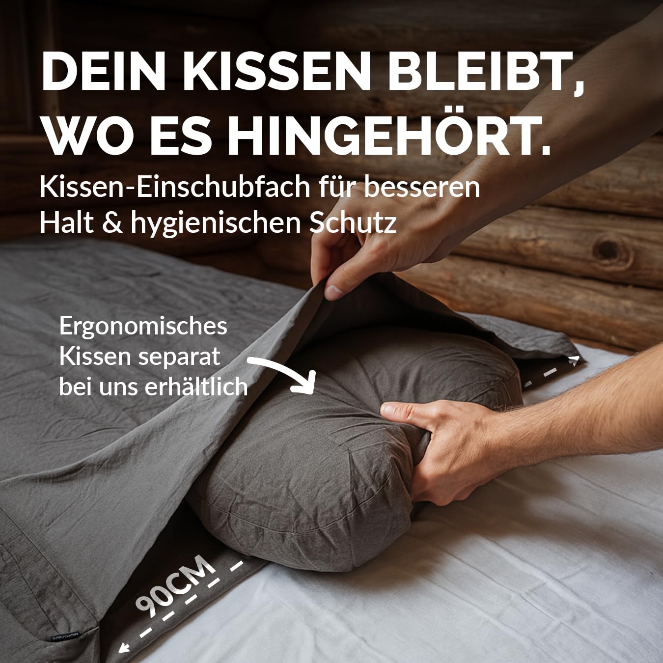 Hüttenschlafsack [Baumwolle o. Mikrofaser] Ultraleicht, Doppellagig, kleines Packmaß, Weich & Hautfreundlich mit Kissenfach, Augenmaske & Ohrstöpsel, Atmungsaktiv & Kompakt 220x90cm, Für Hütte & Reise