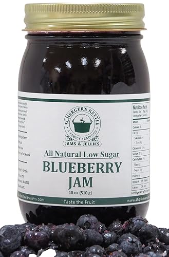 Mermelada de arándanos, totalmente natural/baja en azúcar, 18 oz