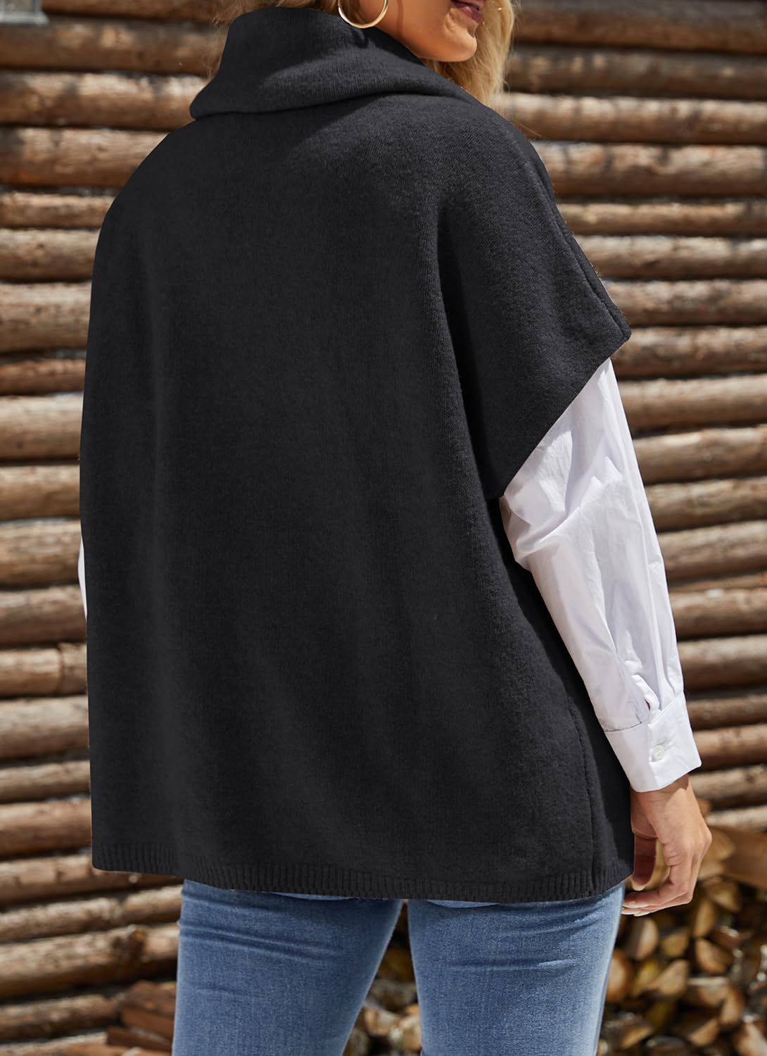 ZDC Womens Oversized Turtleneck Sweaters Short Batwing Sleeve Casual Slouchy Loose Fit Lightweight Pullover Knit Tops - Image 5