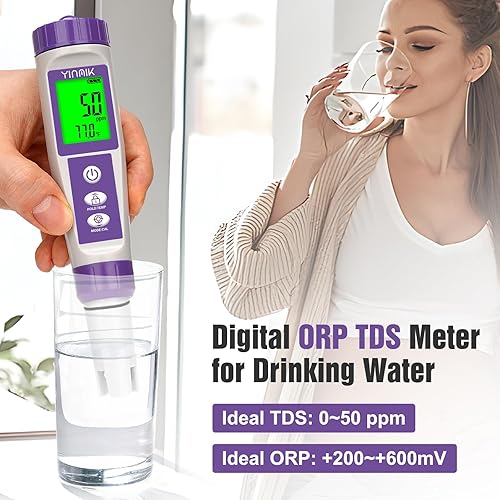 Vista 3 de Probador de agua de hidrógeno, medidor TDS, medidor digital de agua, medidor ORP para agua potable, medidor de pH YINMIK 6 en 1 para Kombucha