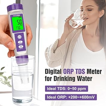 Hydrogen Water Tester, TDS Meter Digital Water Tester, ORP Meter for Drinking Water, YINMIK 6 in 1 pH Meter for Kombucha, PPM pH EC Tester for Hydroponic, H2 Meter for Hydrogen Water Tablet