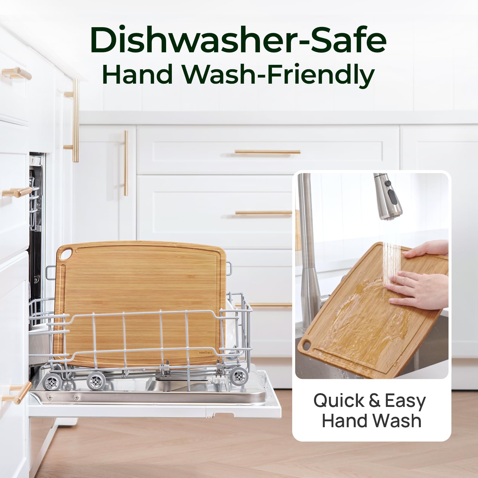 Dishwasher Safe Durable Lightweight Bamboo Wood Cutting Boards for Busy Kitchen, Easy Storage & Clean Wooden Chopping Boards Reversible with Juice Groove, Kitchen Gift for Home Cooks