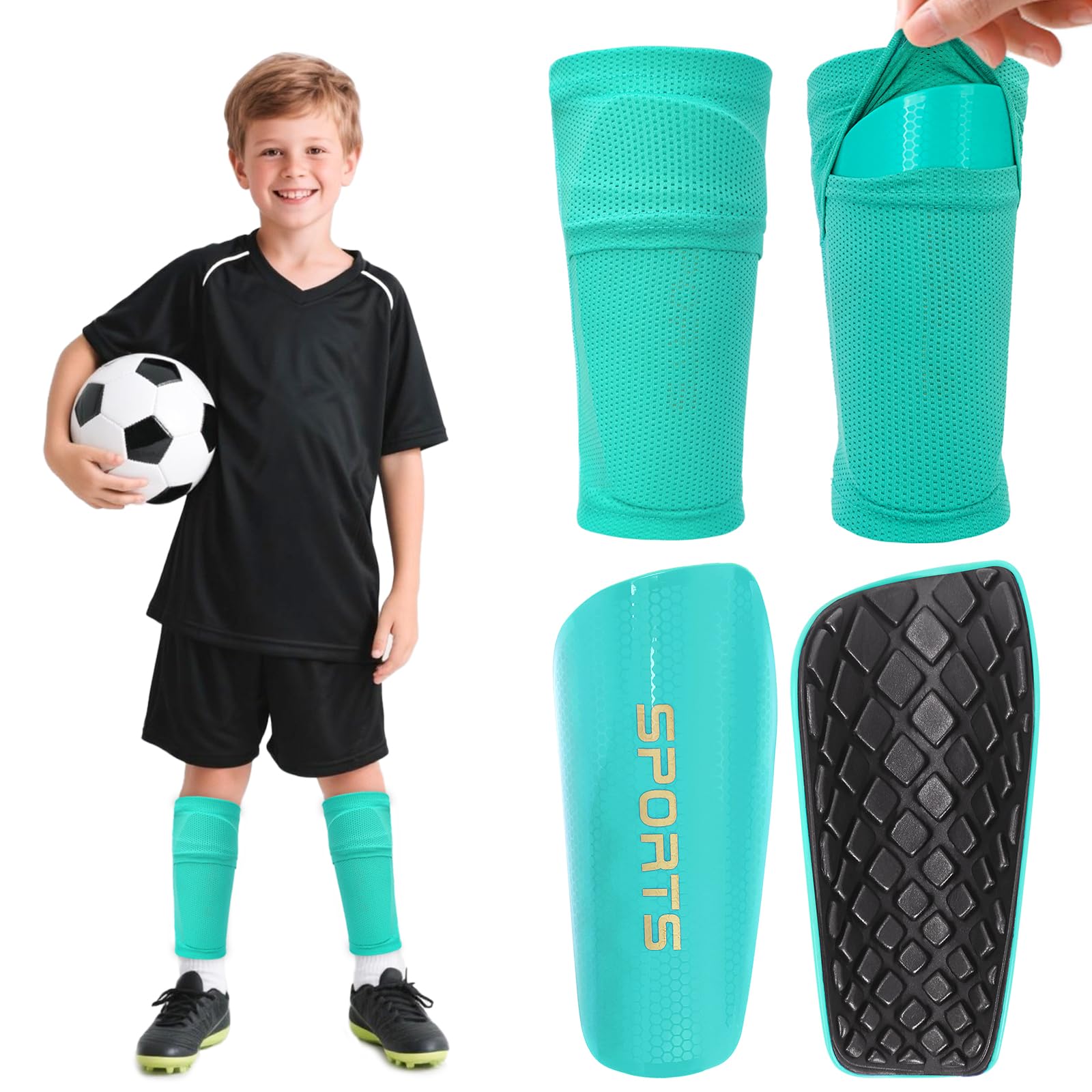 Shin Guards Soccer Kids 2025 Version High-Density Foam Soccer Shin Guard with Sleeves Shin Protective Pads for Kids Daily Practice School Competitions Outdoor Play