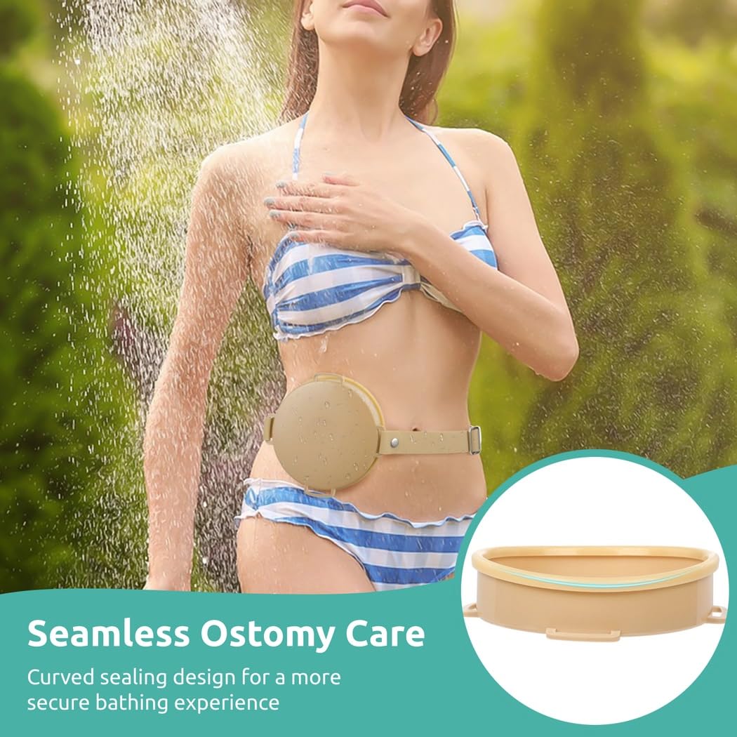 Shower Cover for Ostomy Bag, Ostomy Shower Cover, Ostomy Waterproof Bath Cover, Stoma Shower Cover Cup with Adjustable Belt, Stoma Ostomy Shower Wound Protector