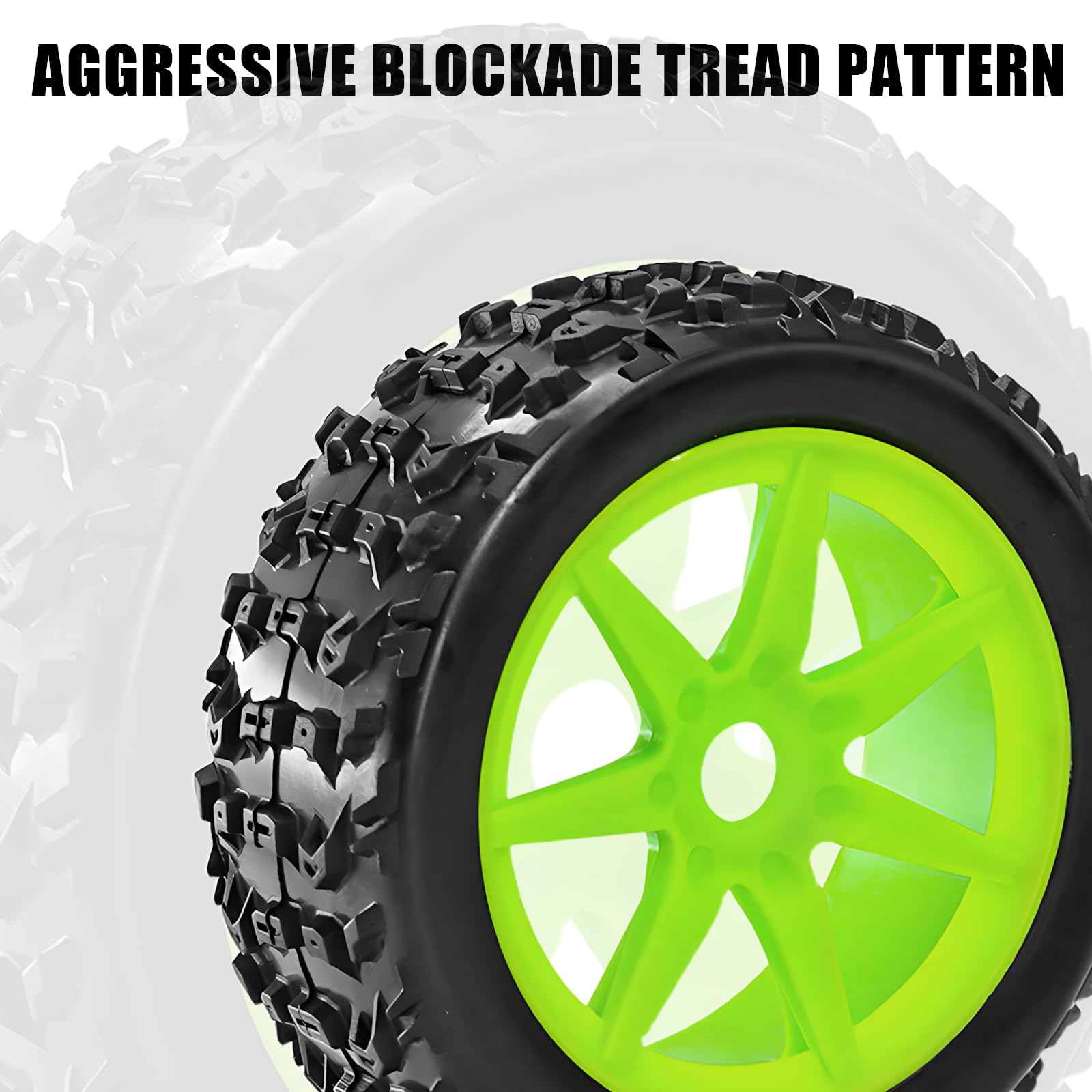 RcThjia 1/8 RC Off-Road Buggy Racing Tires and Wheels 17mm Hex RC Tires with Foam Inserts for ARRMA 1/8 Typhon 3S/6S Losi 8IGHT HongNor FS Racing KYOSHO MP10 MP9 MP9e Neo HSP Hyper. (4PCS/Set) - Image 3