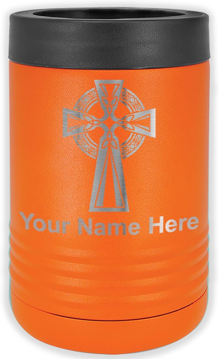 LaserGram Personalized 12 oz. Stainless Steel Can & Bottle Insulator, Celtic Cross – Keeps Drinks Cold Longer (Gray)
