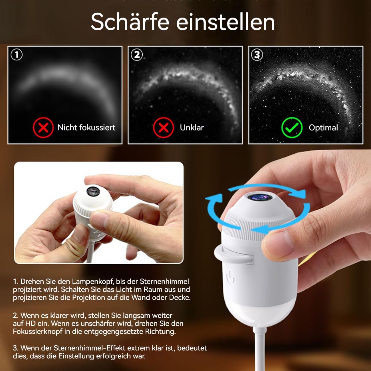 Sternenhimmel Projektor Lampe mit 360° Drehung, 24 Motive Nachtlicht mit USB, Mehrfach-Szenen & Augenfreundlichem LED – Schlafzimmer, Kinderzimmer, Auto & Geschenkidee