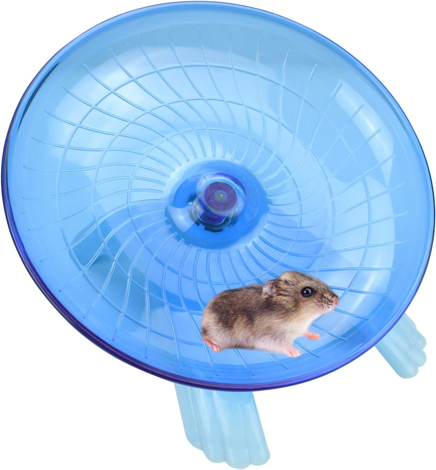 Hamster Wheel Silent Saucer Spinner/Quiet Exercise Flying Runner for Dwarf Hamster/Gerbil Rat/Hermit Crab Small Cage(Blue)