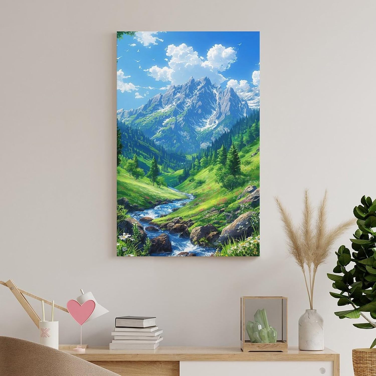ポスター 山 自然 風水 絵 山の絵 緑の絵 玄関 開運 森林 絵画 山 風水 風景画 ポスター (2) 絵画 ポスター 印刷 ウォ