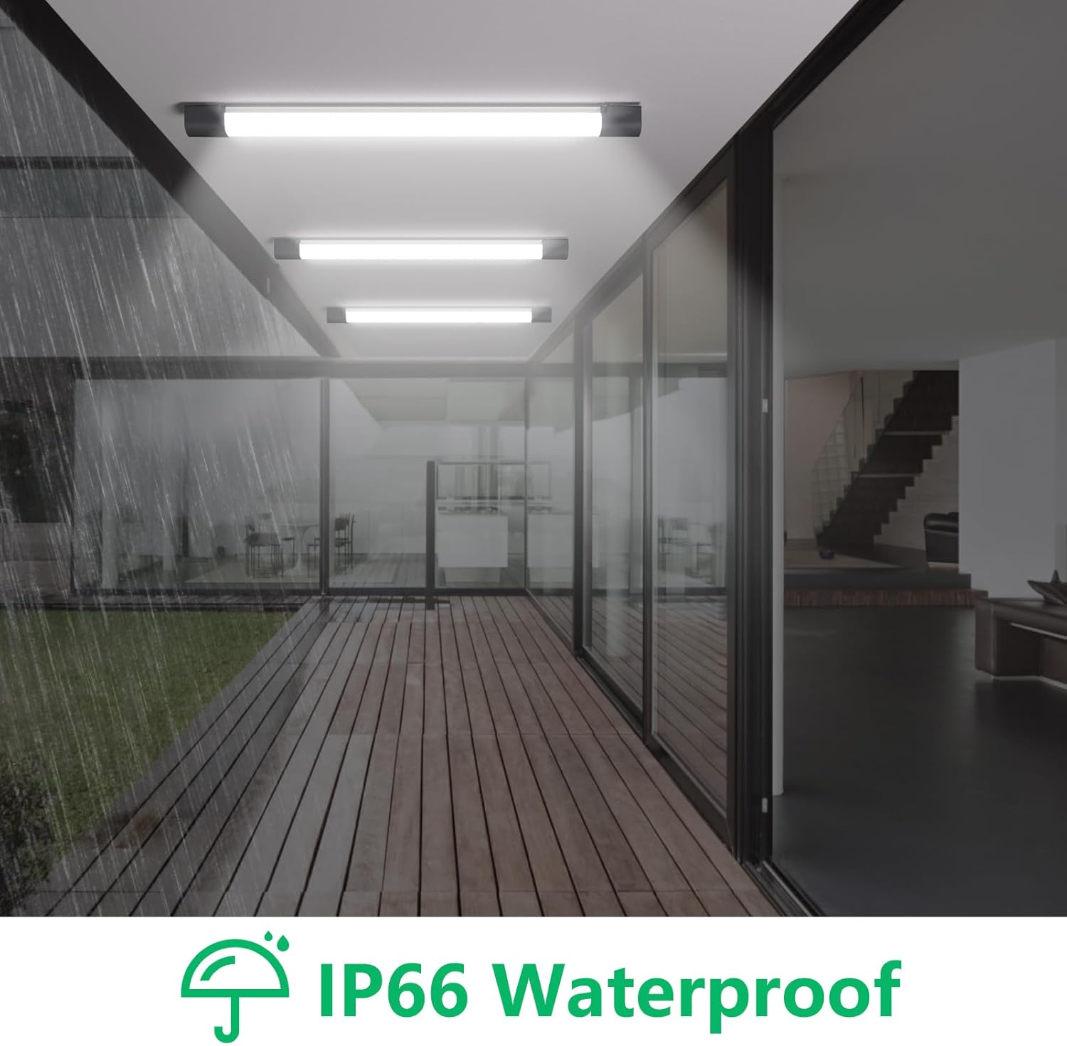 Plug in Light 4FT 5000K Linkable LED Tube Shop Closet Under-Cabinet Utility Lights, IP66 Waterproof, Overhead Ceiling Workbench Light, LED Light Bar for Room Office Garage Shop Bathroom