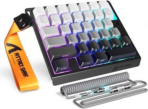 ATTACK SHARK M36 HE One-Handed Magnetic Switch Keyboard, 8000Hz Polling,HotSwappable,HighPrecision 0.01mm, 36 Keys Rapid Fast Wired Keypad with RGB Backlit, C01 Ultra Led Aviator Cable-Moonlit Night