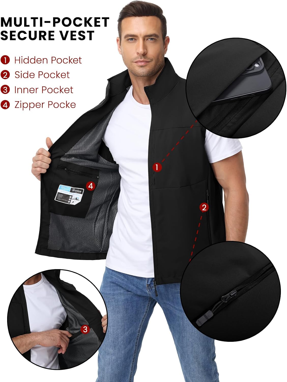 Eisctnd Men's Lightweight Quick Dry Vest Sleeveless Outdwear Utility Jacket for Travel Hiking Fishing Photography Camping