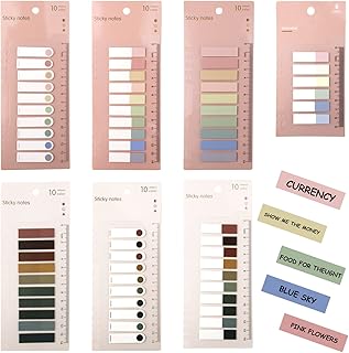 7 Pack Index Tabs with Ruler, 1320 Pcs Book Tabs Aesthetic, Sticky Tabs Page Markers Pastel Book Tabs Annotation Tabs, Writable and Repositionable File Tabs Flags for School and Office