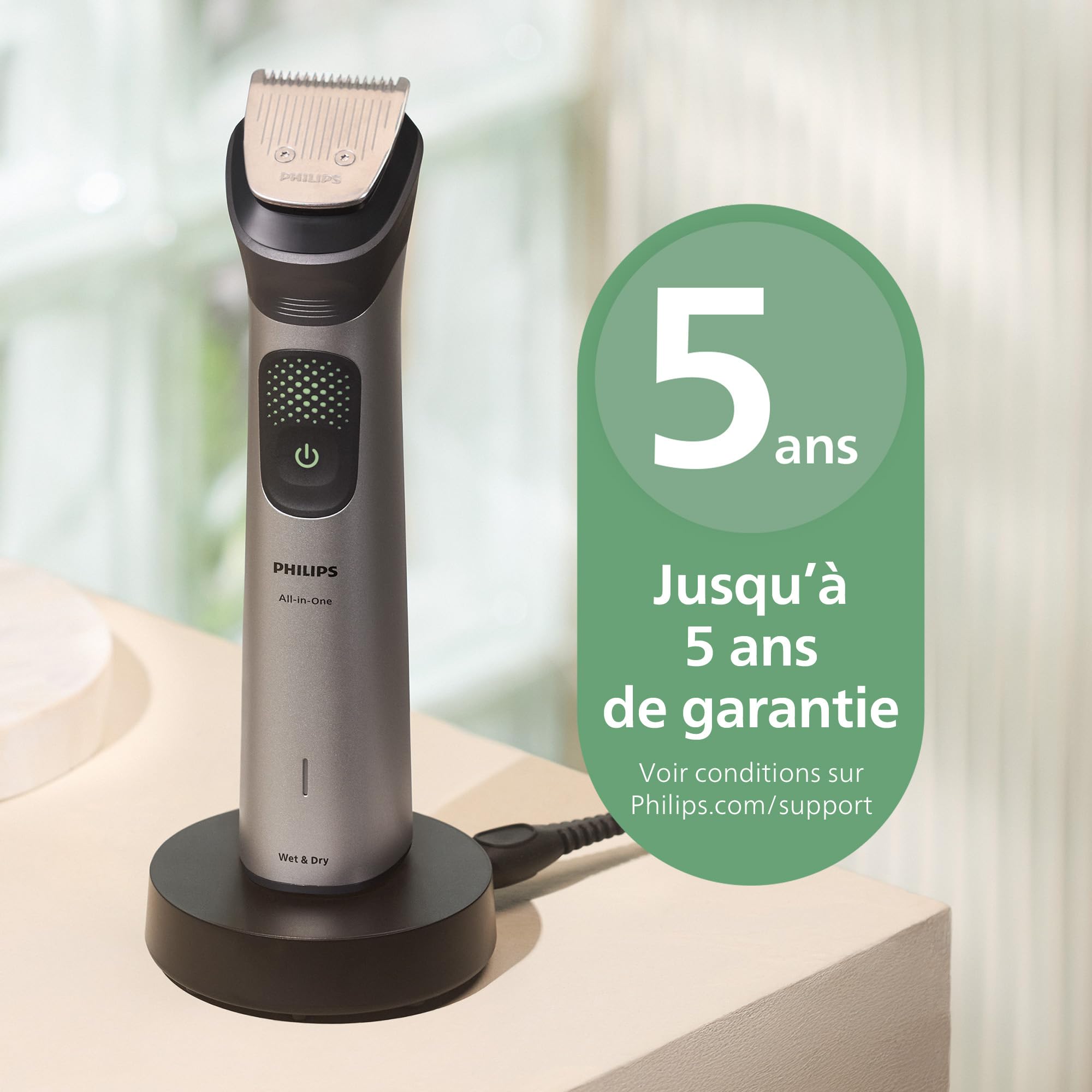Philips Multigroom série 9000 Tondeuse tout-en-un 19 accessoires + rasoir OneBlade pour hommes – ensemble tondeuse/rasoir pour barbe, cheveux et corps, 27 hauteurs de coupe (0,2-20 mm), MG9556/15