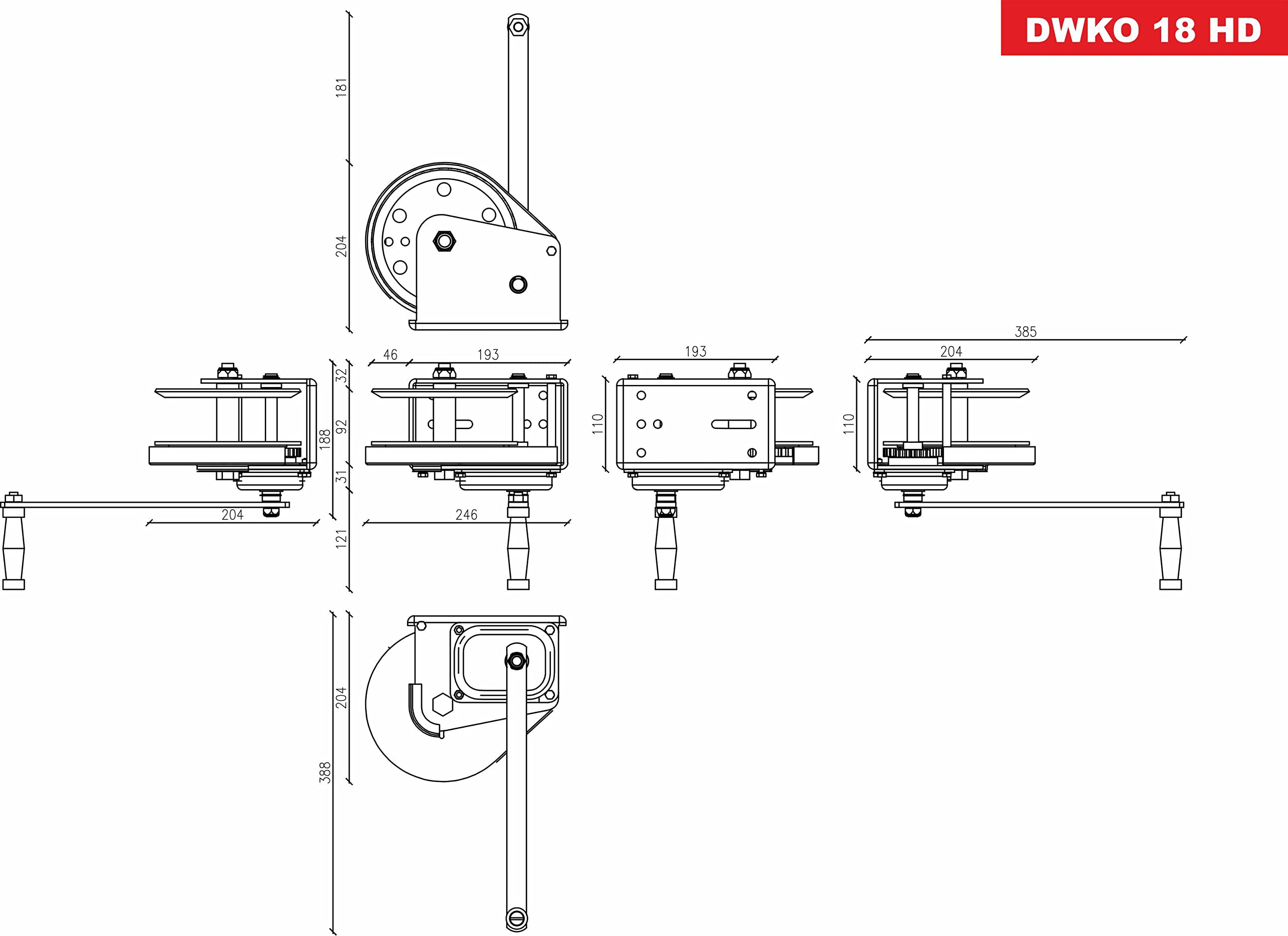 Dragon Winch Argano manuale 1800 lbs / 810 kg con gancio e Cavo in Acciaio 10m per piccole imbarcazioni, moto, veicoli e officina | Verricello manuale con Freno a frizione autofrenante