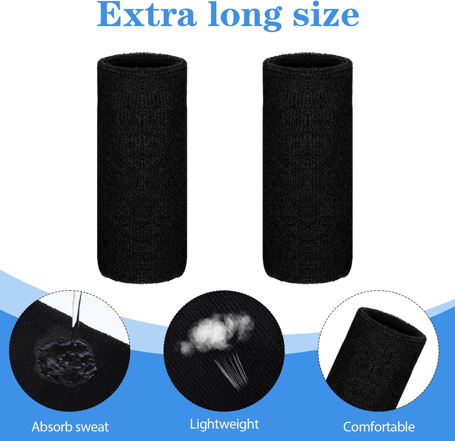 6 Pcs 6 Inch Wrist Sweatbands Wrist Sweat Bands for Men Women Elastic Athletic Wrists Bands Tennis Wrists Band for Basketball Workout Running - Image 4