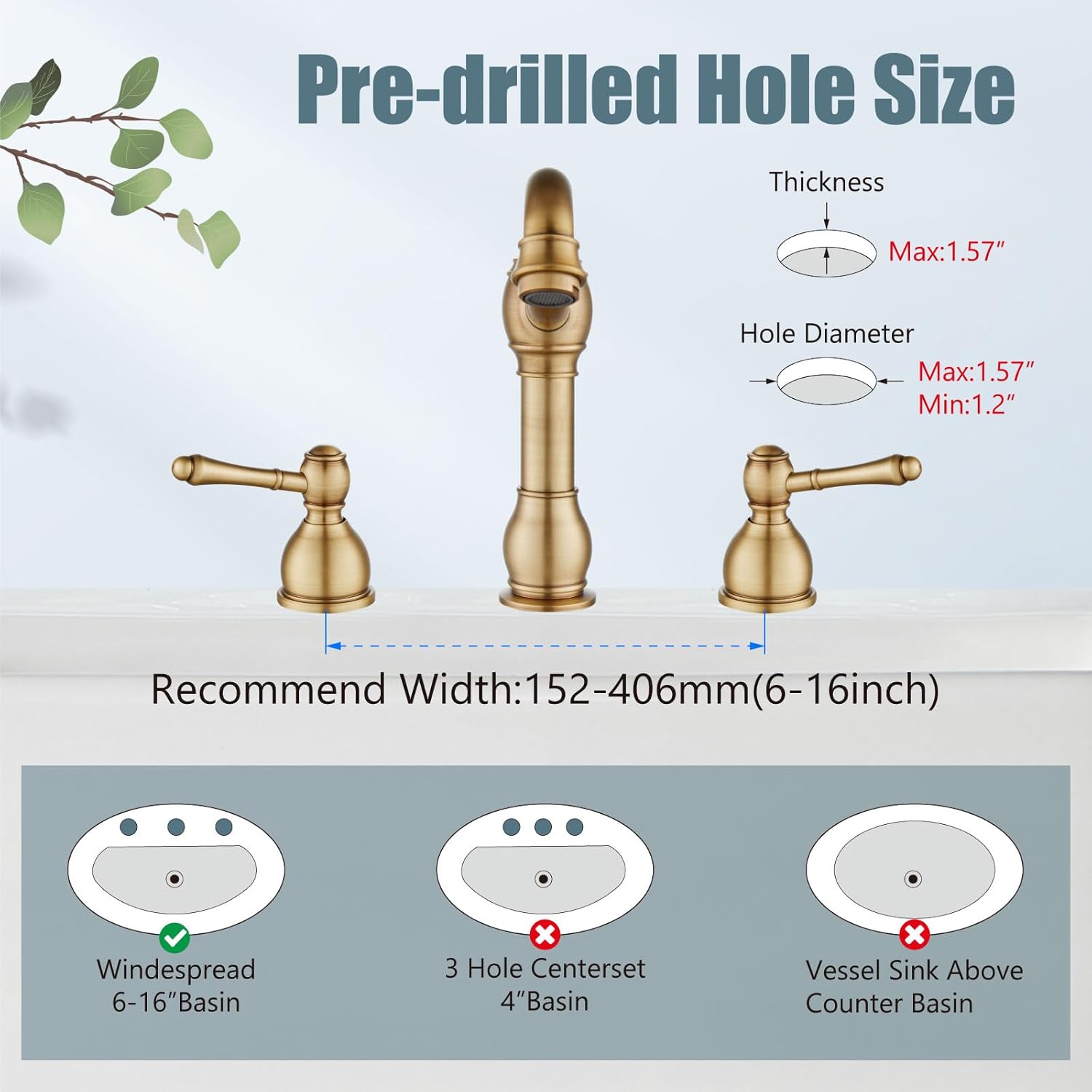 Aolemi 8 Inch Widespread Bathroom Sink Faucet 3 Hole Deck Mount Vanity Basin Mixer Tap with Pop Up Drain Assembly Antique Brass Double Lever Handle