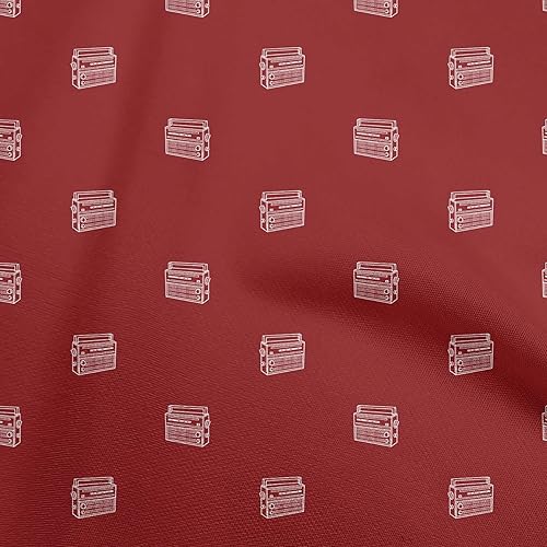 Miniatura 10 de oneOone Rayon Yellow Fabric Retro Radio DIY Clothing Quilting Fabric Print Fabric by Yard 56 Inch Wide-559 Yellow,Negro,Brown,Light