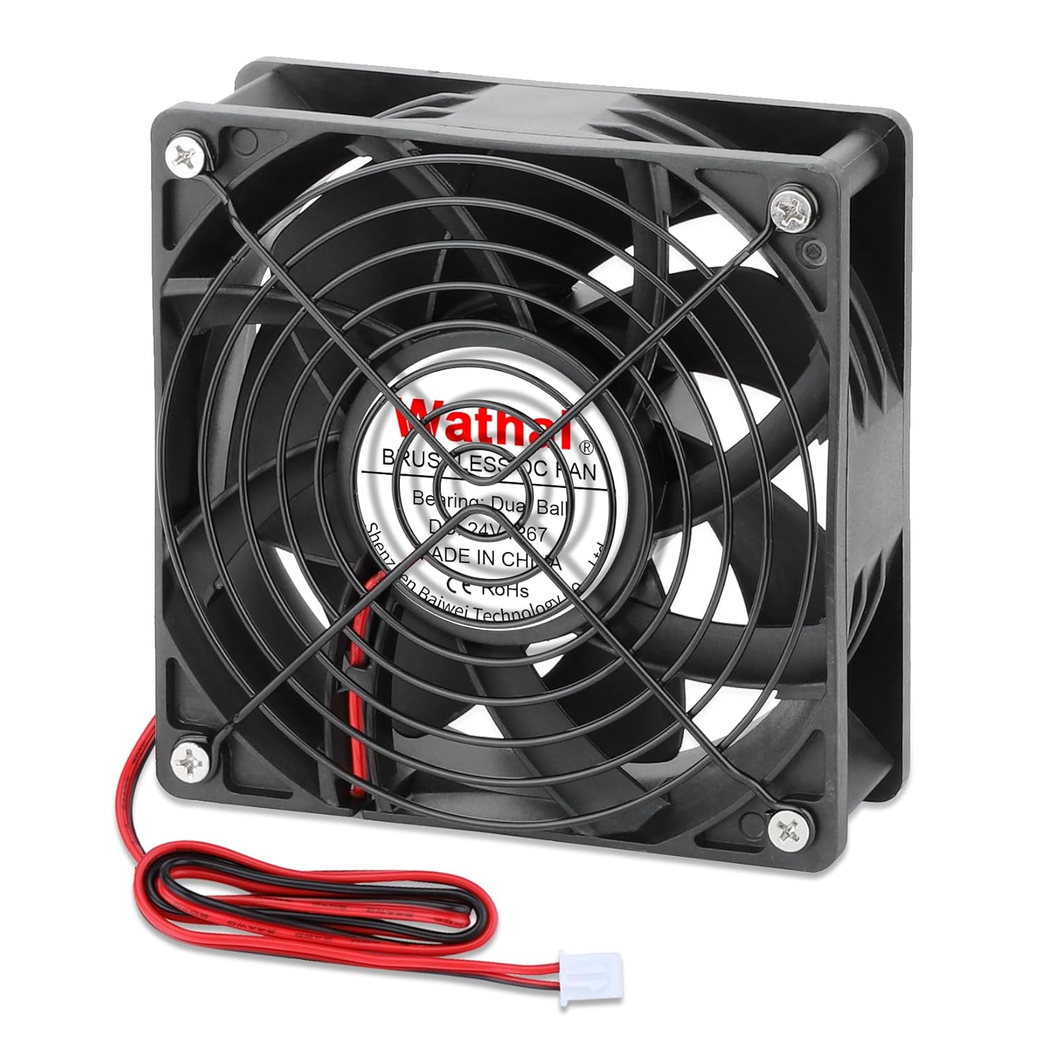2 Pack Wathai IP67 Waterproof 120x120x38mm 24V DC 120mm Fan 2 Pin Dual Ball Case Fans Efficient and Reliable Cooling for Plasma Cutters, PC
