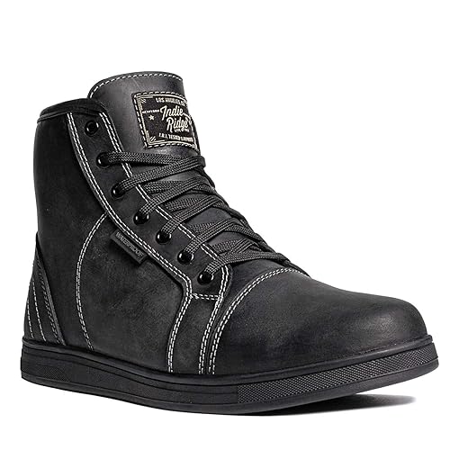 Black Full Leather Motorcycle Boots by Indie Ridge - The Crow, Phoenix Series, Ankle Protection (9)