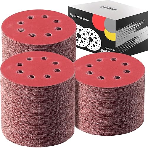 Juego de 200 discos de lijado, discos de lijado de gancho y bucle de 5 pulgadas, discos de lijado orbitales de 5 pulgadas que incluyen papel de lija