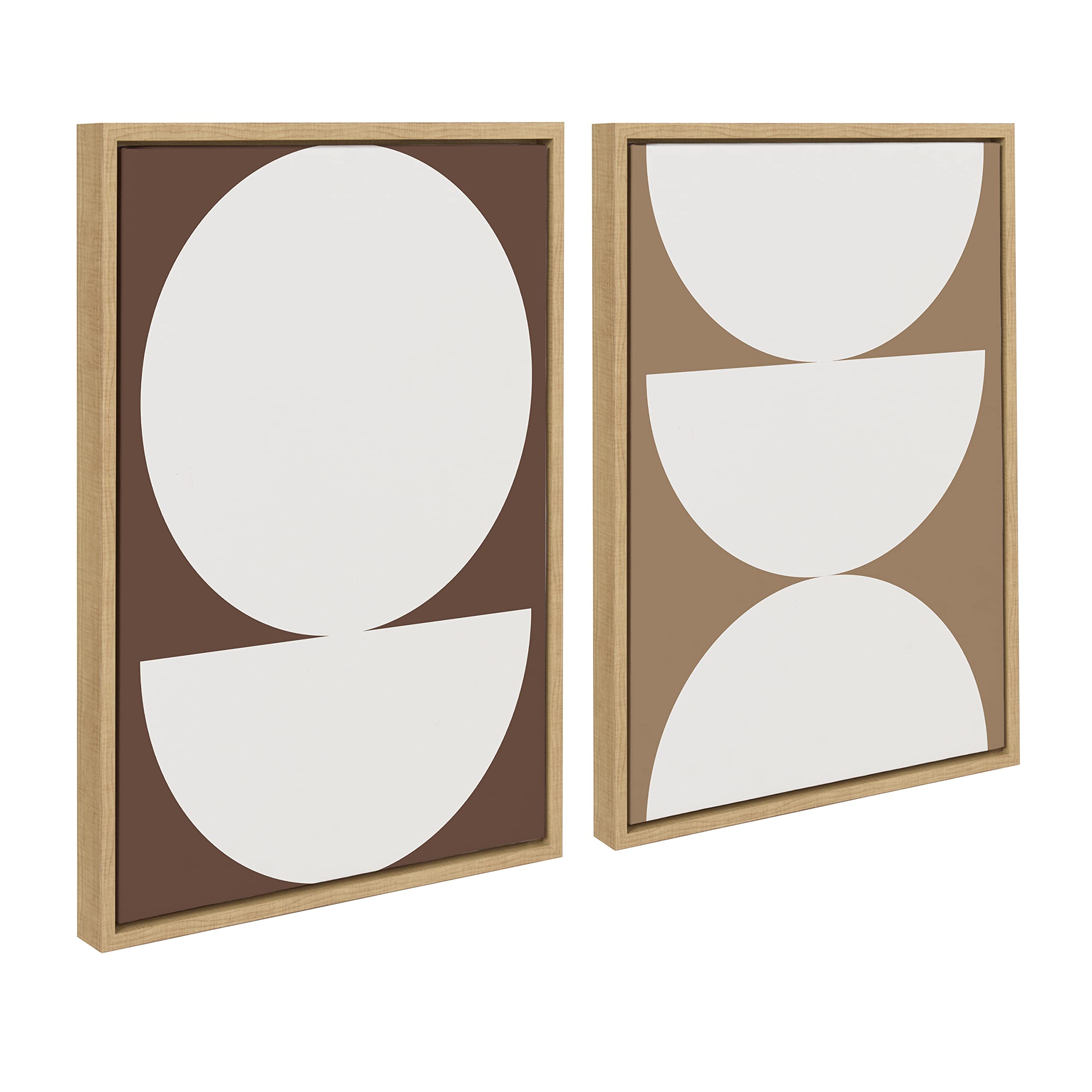 Kate and LaurelSylvie Earthy Boho Geometric Brown and Terra Cotta Framed Canvas Wall Art Set by The Creative Bunch Studio, 2 Piece Set 18x24 Natural, Neutral Modern Abstract Wall Art Décor Set