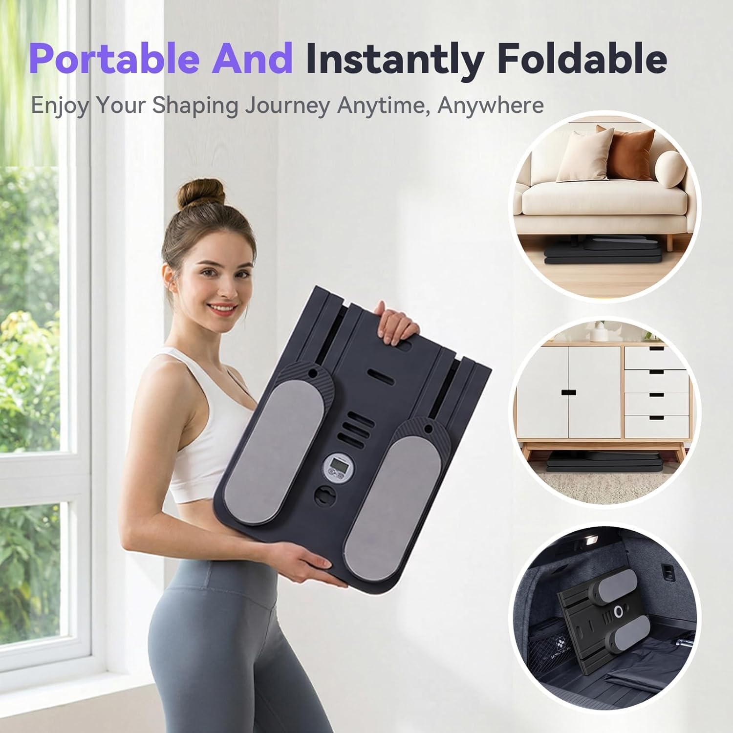 Pilates Board Für Zuhause(inkl. 5er-Set Widerstandsbänder) Faltbares Multifunktionales Reformer Board, Extra Stabile Konstruktion Mit Automatischem Rückprall, für Kern- und Bauchmuskeltraining