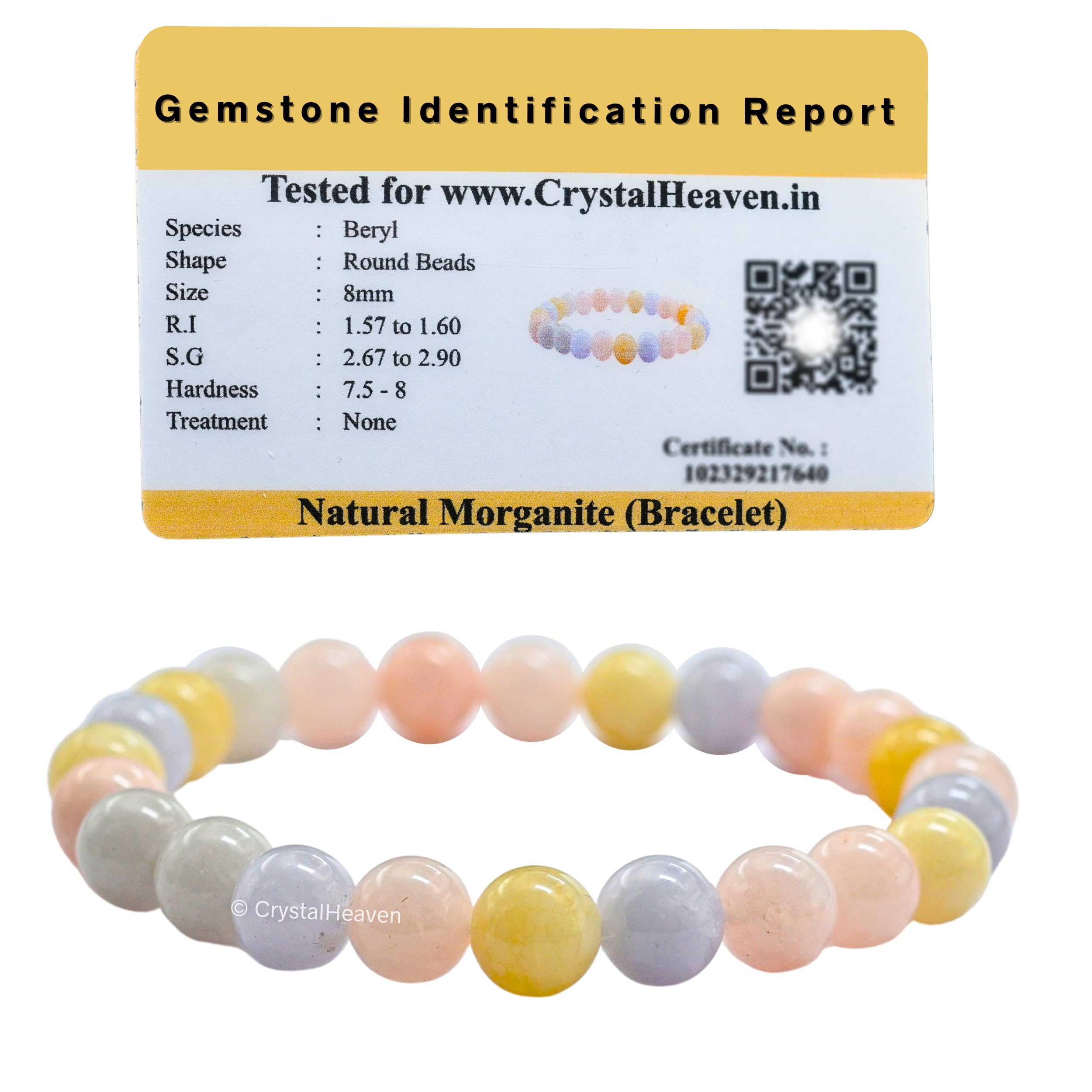 Crystal HeavenCertified Crystal Bracelet for Women Men with Healing Crystal and Reiki Stone - Original Authentic Elastic Beaded Bracelet for Money, Success & Positive Energy